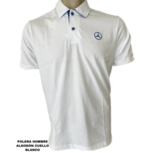Polera hombre algodón blanca-denim c-cuello