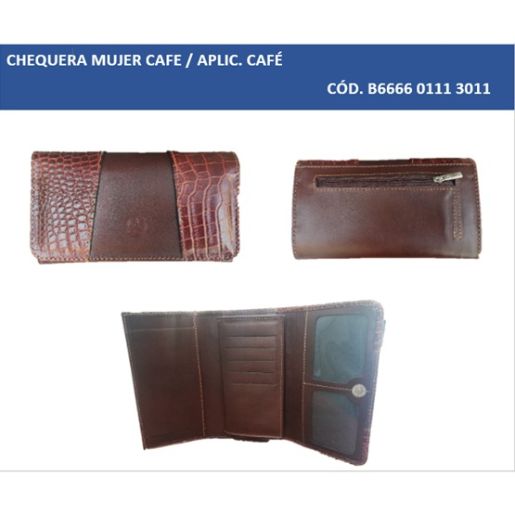 Chequera mujer cuero café diseño